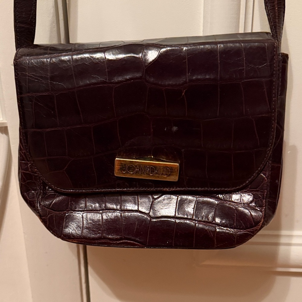 Joan & David Dark Brown Croc Embossed Bag